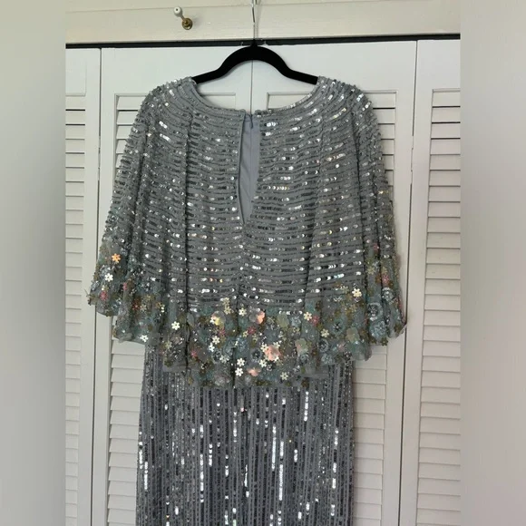 Mac Duggal Silver Sequin Gown